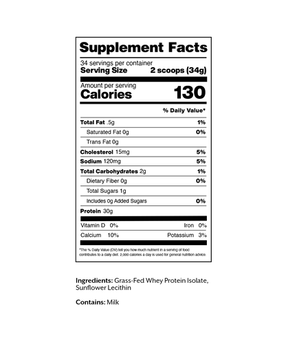 Unflavored Whey Isolate Protein Powder
