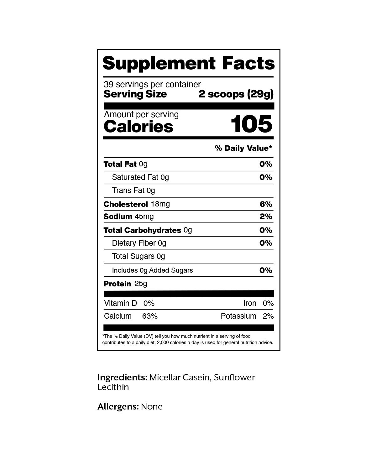Unflavored Casein Protein Powder