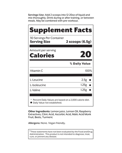 Raspberry Lemon BCAA Powder