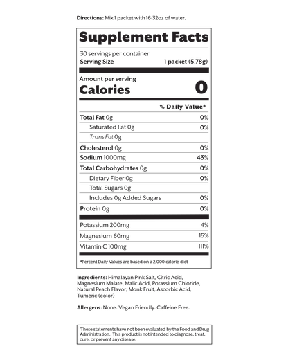 White Peach Electrolyte Drink Mix